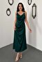 Satin Degaje Collar Shoulder Buckled Dress