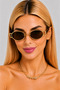 Oval Metal Frame Women's Sunglasses Uv Protection Coffee Frame - 2