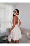 Women's Gold Button Detailed Mini Back-Tie Dress - 3