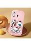 Samsung Galaxy A30 Compatible Case Camera Protector Pink Silicone Couple Phone Case with Kitty Pattern - 2