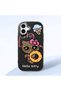 iPhone 16 Plus Compatible Case with Camera Protector Black Silicone Couple Phone Case with Kitty Pattern