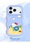 iPhone 17/18 Pro Compatible Case with Camera Protector Blue Silicone Couple Phone Case Kitty Pattern - 2