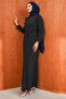 Purple Glittery Stone Draped Front Evening Dress - 4