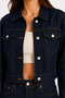 Women's Dark Navy Blue Denim Jacket and Pants Set - 4