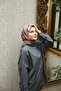 Amore Geometric Pattern Viscose Scarf - Gray Mink - 3