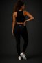 Women's Reflective Printed Sports Leggings Set High Waist Gathering Polyamide Fitness Yoga Set Black - 2