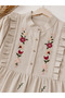 LINEN PLEATED TOP EMBROIDERED LOOSE FIT (FIT UP TO SMALL to LARGE) - 2