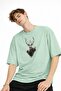 Deer - Oversize Men's T-Shirt Water Green - 4