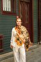 Petra Brush Paint Pattern Shawl - Mustard - 4