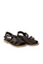 Brown Leather Women's Flat Sandals - 3