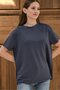 Smoked Women's Modal Fabric Basic Oversize T-Shirt Crew Neck Casual Loose T-Shirt - 2