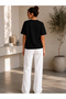 Set of 2 Women's Black-Black Basic T-Shirts - Crew Neck Cotton T-Shirt - 5