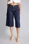 100% Cotton High Waist Wide Leg Indigo Bermuda Jean Shorts I2340Ax26Hs - 4