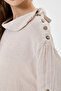 Beige Italian 100% Linen Degaje Collar Folded Long Sleeve Long Linen Dress 38 - 44 Size - 6