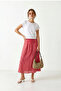 Checkered Midi Woven Skirt Lub0390 Pink White - 4