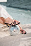Women's Black Satin Strap Heel Slippers - 2