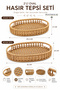 Set of 2 Oval Wicker Trays, Natural Rattan Look, Decorative Presentation and Serving Tray - 2