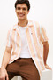 قميص رجالي برتقالي مفتوح القماش ذو ملمس خاص