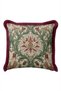 Vintage Floral Design Fringe Pillowcase - Botanical Classic Green Burgundy Tassel Throw Pillow Cover - 5