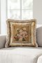 Vintage Floral Distressed Framed Fringed Pillowcase - Avant-Garde Floral Beige Tassel Throw Pillow Cover - 3