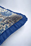 Exotic Tiger Jacquard Fringed Pillowcase-Authentic Bohemian Blue Cream Navy Blue Tassel Throw Pillow Cover - 8