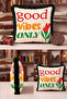 Good Vibes Only Floral Fringe Pillowcase - Retro Botanical Green Black Tassel Throw Pillow Cover - 3