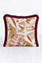 Tropical Leaf Patterned Elegant Fringed Pillowcase - Bohemian Beige Tile Burgundy Tassel Throw Pillow Cover - 2