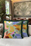 Tropical Leaf Motif Fringed Pillowcase - Abstract Botanical Eclectic Black Tassel Throw Pillow Cover - 2