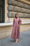 Women's Half Buttoned Mixed Pattern Spacious Dress Cherry Rotten