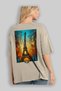 Paris France 5 Beige Oversize Country City Back Printed Unisex T-Shirt 100% Cotton Premium - 3