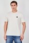 Men Crew Neck Short Sleeve Embroidered Logo T-Shirt, Off White