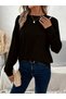 Women's Long Sleeve Crew Neck Viscose Blouse - 3