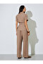 Brown Crinkle Tie-Belt Shirt And Pants Co-Ord Set - 5