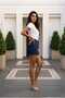 Sophia High Waist Navy Blue Straight Leg Lycra Women's Denim Shorts New Season