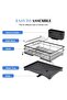 LODROC Extendable Dish Drying Rack,Large Drying Dish Drainer for Kitchen Counter, Stainless Steel Dish Strainer with Utensil Rack and Adjustable Feet for Sink (Black) - 7