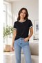 Women's Special Design Round Neck Sports T-Shirt / Tshirt with Collar and Sleeve Stripe Detail