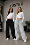 Women's 2-Pack (Black&Gray) Oversize Baggy 2-Thread Loose-Leg Sweatpants