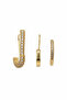 Yellow Color Zircon Stone Safety Pin and Hoop Design Bijoux Earring Set