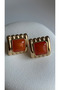 Gold Color Orange Square Earrings (3 cm)