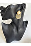 Cream Green Round Earrings (4.3 cm) - 4