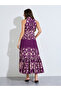 Purple Floral Print Maxi Dress With Belt - 5