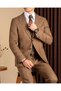 Slim Fit Men's Mono Collar Bag Pocket Linen Fabric Jacket Pants Suit Green T20111-28 - 4
