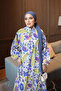 Oil Green Half Buttoned Sleeves Elastic Skirt Layered Viscose Dress - 4