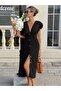 Women's Short Sleeve V-Neck Front Buttoned Wrap Midi Dress - 5