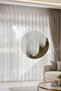 Luxury Ecru Tulle Curtain with Greek Ground Pattern and Pearl Embroidery, 1X3 Dense Pleats - 3