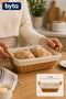 Wicker Bread Basket 27 cm Fabric Lined Rectangular Serving and Presentation Basket with Handles - 2