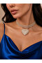 Heart Figured Zircon Stone Shiny Crystal Choker Necklace