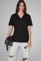 Sheane Women's 100% Organic Cotton V-Neck Comfort Fit Black T-Shirt