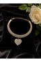 Heart Figured Zircon Stone Shiny Crystal Choker Necklace - 2