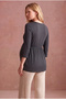 Maternity Black Modal Lace Double-Breasted V-Neck 3/4 Sleeve Blouse with Breastfeeding Feature Lennon - 5